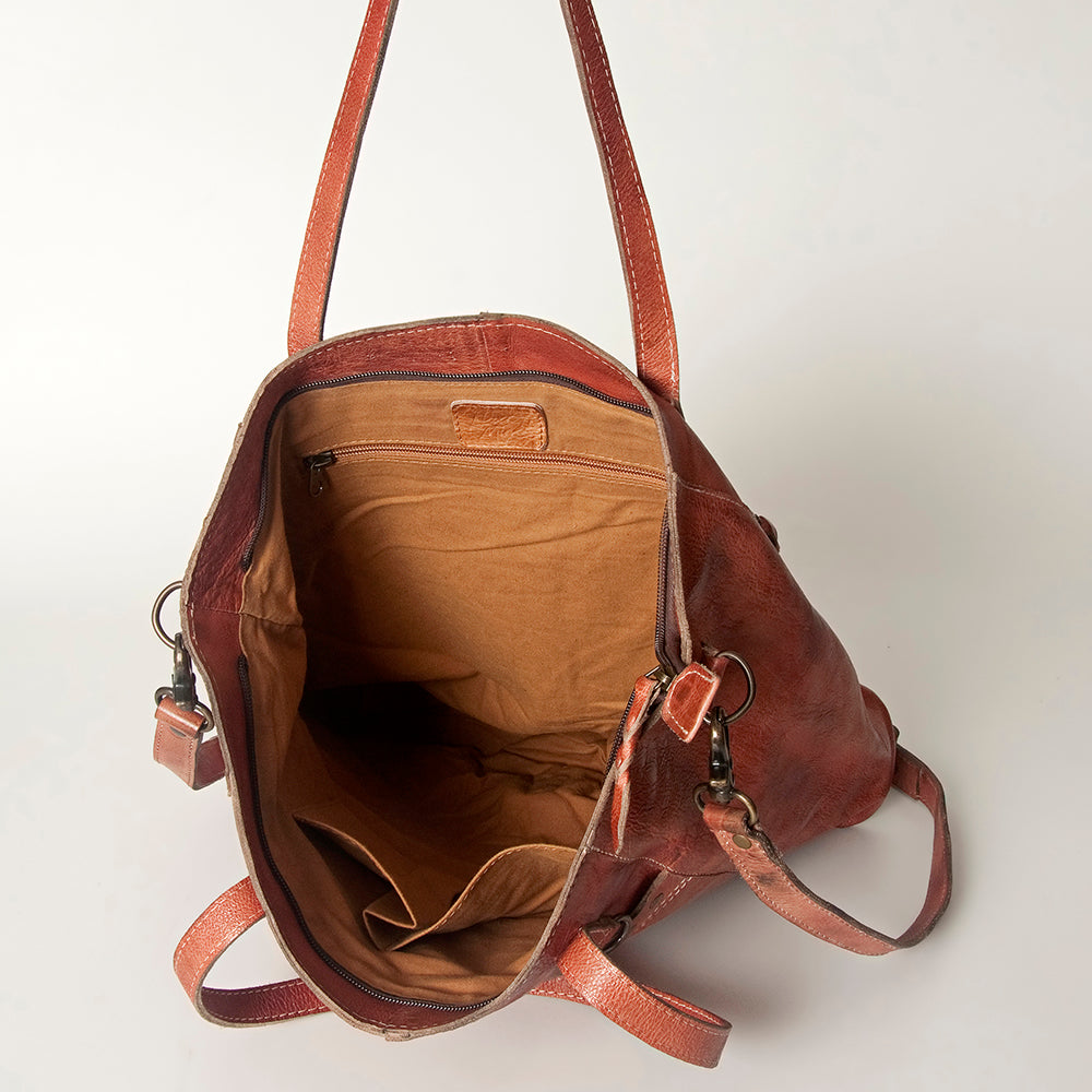 Never Mind Nmbg120C Tote Vintage Handmade Genuine Cowhide Leather Women Bag Western Handbag Purse