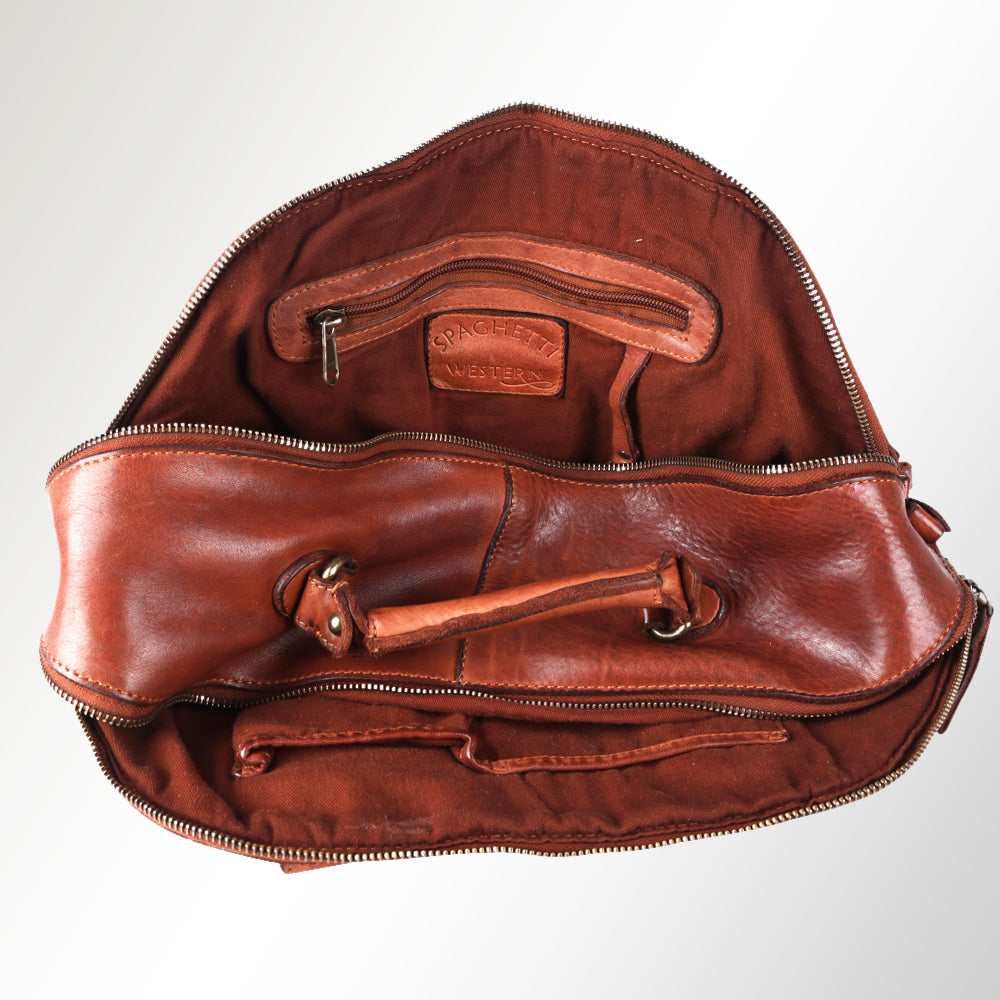 Spaghetti Western Swc124Bcg Tote Vintage Handmade Drum Dyed Genuine European Cowhide Leather Women Bag Western Handbag Purse