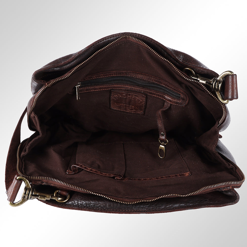 Spaghetti Western Swc131Brn Tote Vintage Handmade Drum Dyed Genuine European Cowhide Leather Women Bag Western Handbag Purse