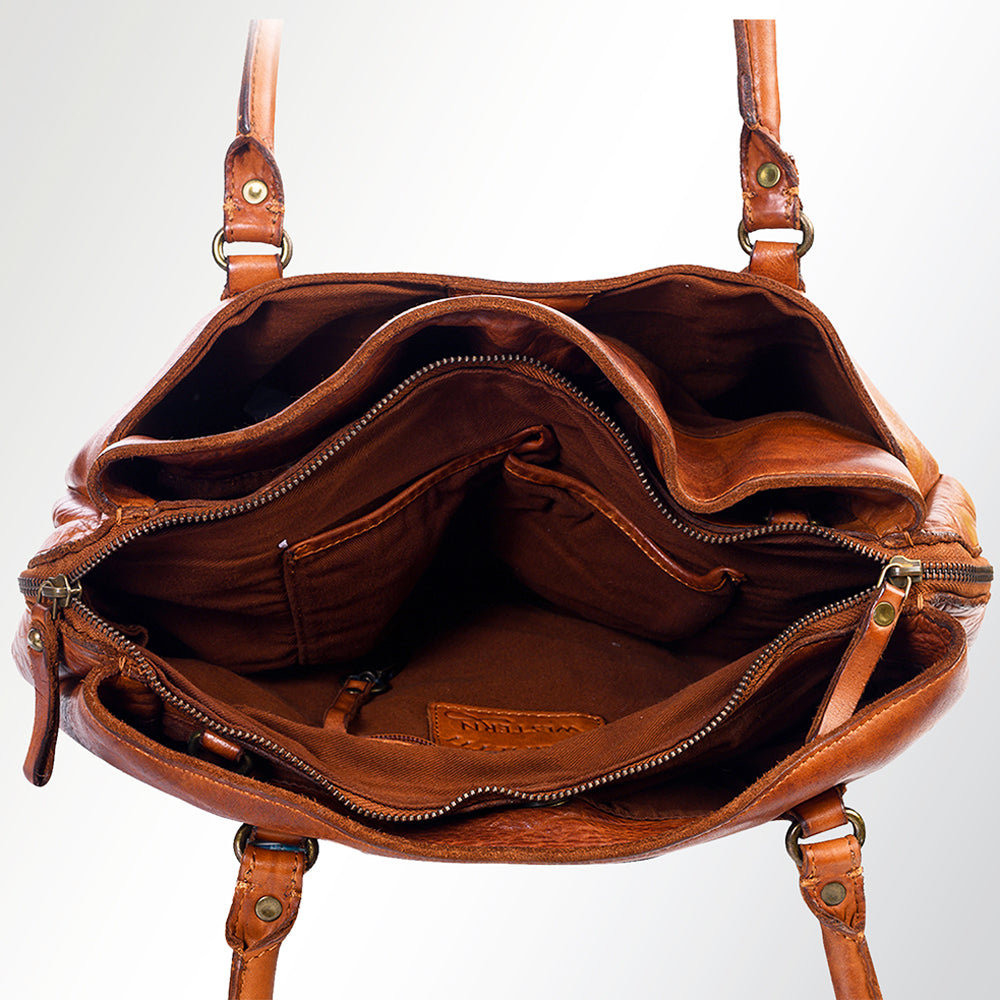 Spaghetti Western Swc131Cg Tote Vintage Handmade Drum Dyed Genuine European Cowhide Leather Women Bag Western Handbag Purse