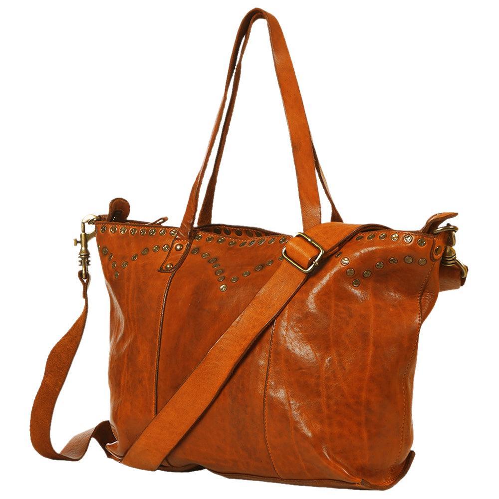 Spaghetti Western Swc135Acg Tote Vintage Handmade Drum Dyed Genuine European Cowhide Leather Women Bag Western Handbag Purse