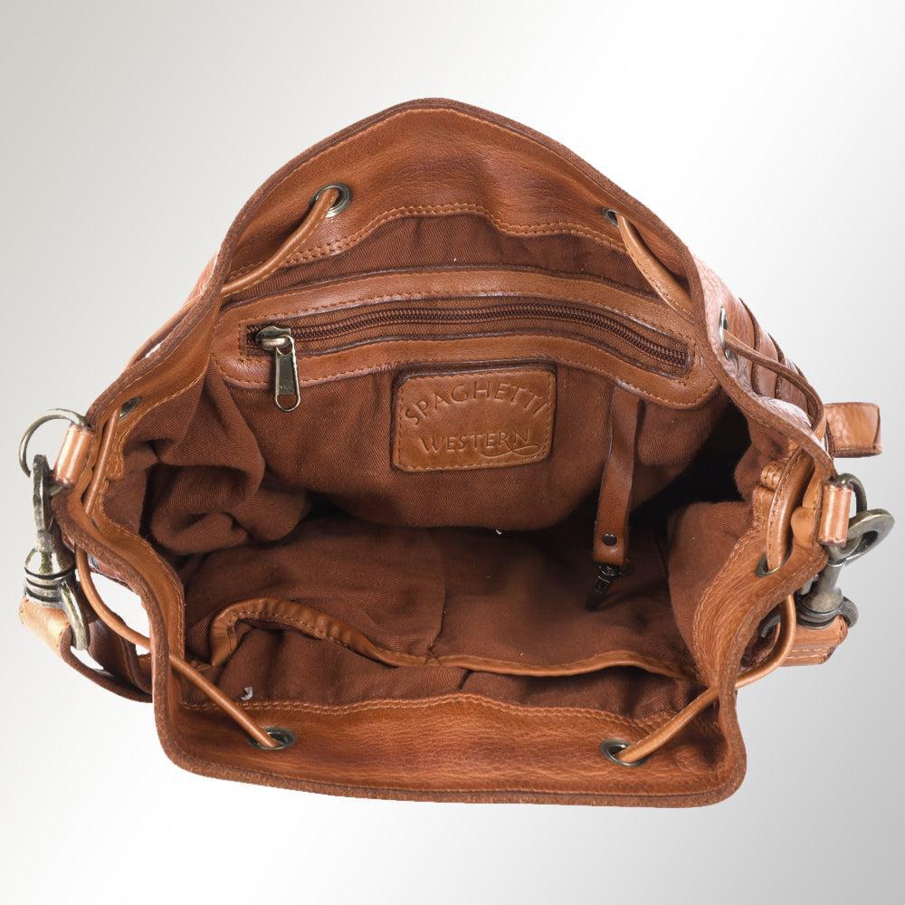 Spaghetti Western Swc138Btan Hobo Vintage Handmade Drum Dyed Genuine European Cowhide Leather Women Bag Western Handbag Purse