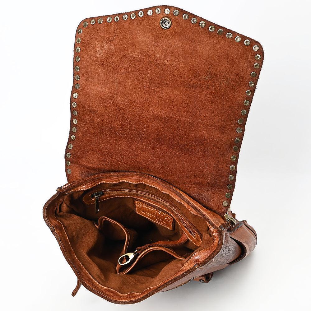 Spaghetti Western Swc139Cg Tote Vintage Handmade Drum Dyed Genuine European Cowhide Leather Women Bag Western Handbag Purse