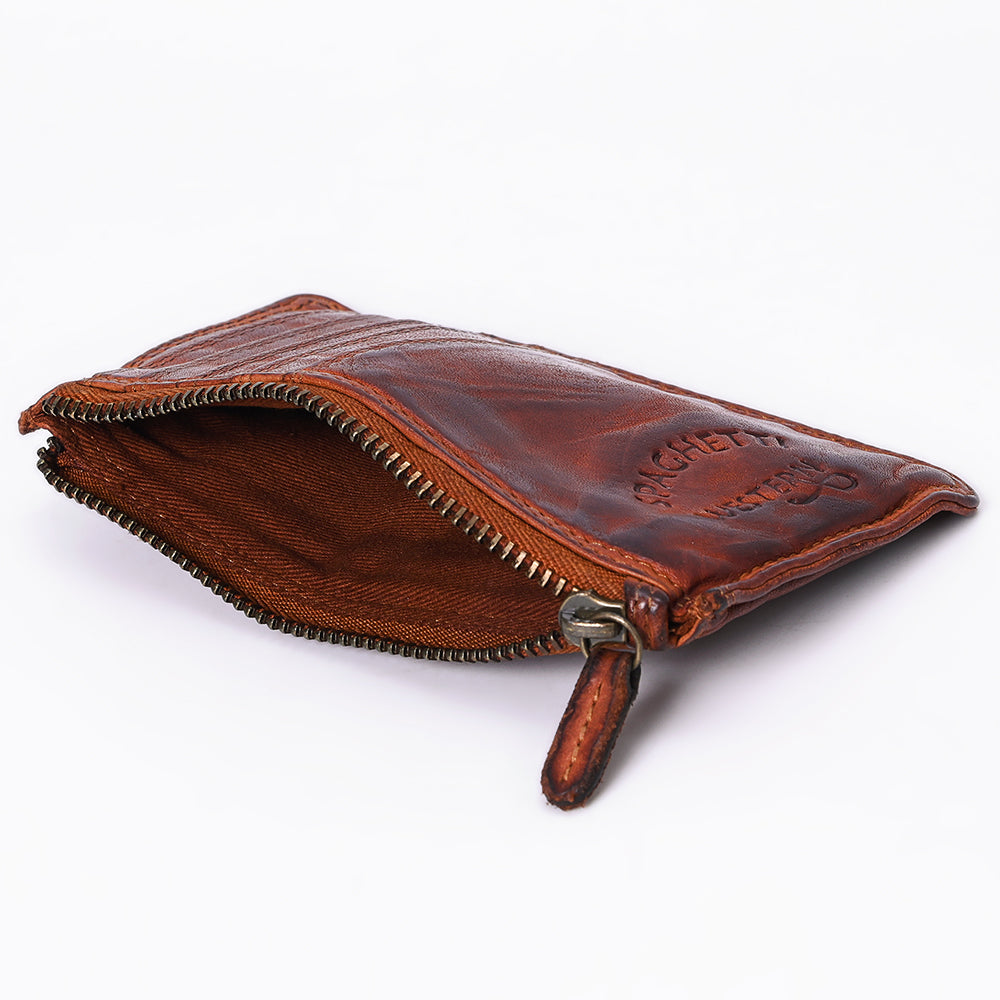 Spaghetti Western Swc146Acg Card-Holder Vintage Handmade Drum Dyed Genuine European Cowhide Leather Women Bag Western Handbag Purse