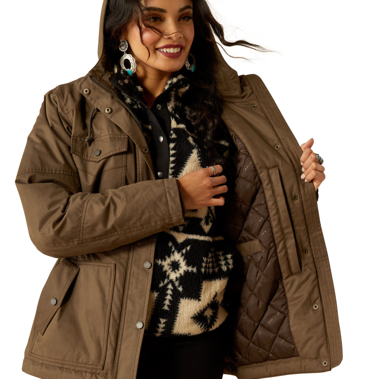 Ariat Women's Western Yoke Grizzly Insulated Parka - Banyon Bark