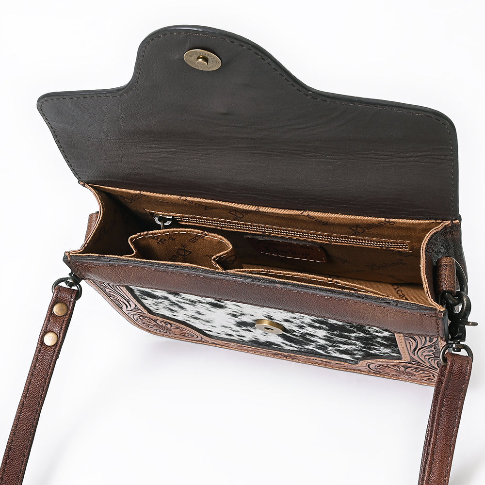 American Darling Small Crossbody Hand Tooled Hair On Genuine Leather Western Women Bag Handbag Purse | for Cute