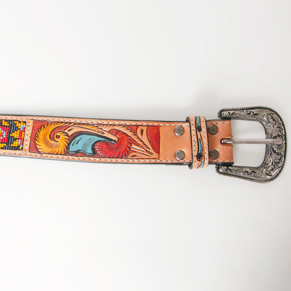 American Darling ADBLF146-L Beautifully Hand Tooled Genuine American Leather Belt Men and Women Beaded