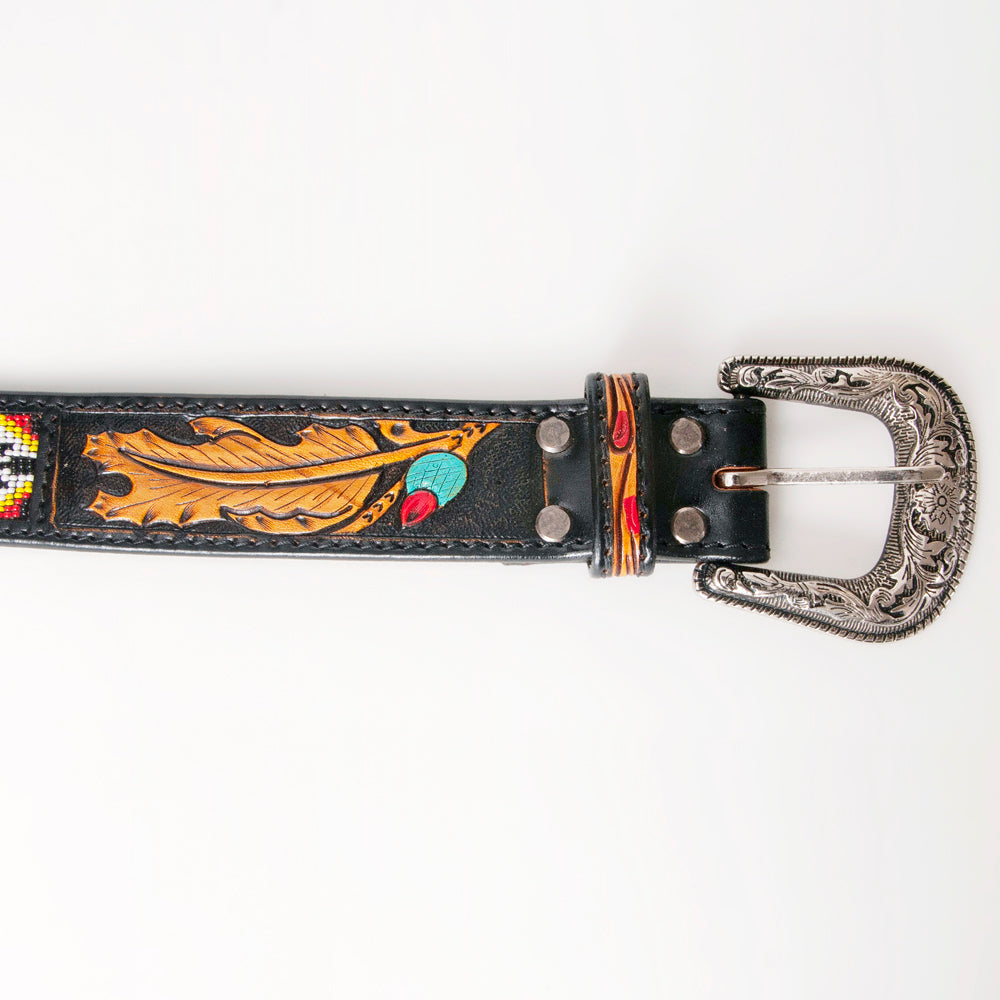American Darling ADBLF147-L Beautifully Hand Tooled Genuine American Leather Belt Men and Women Beaded
