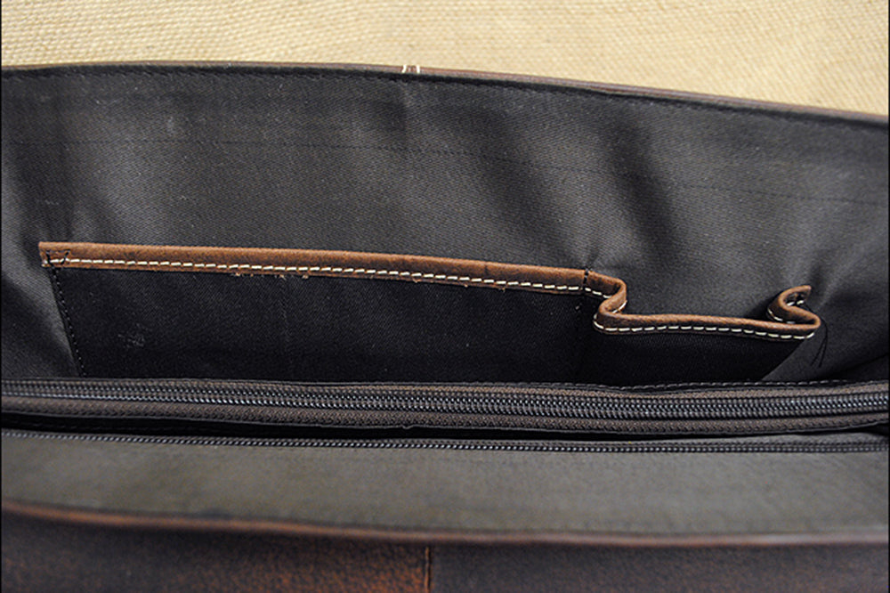 KD Stephens Rugged Leather Laptop Business Easy Access Briefcase