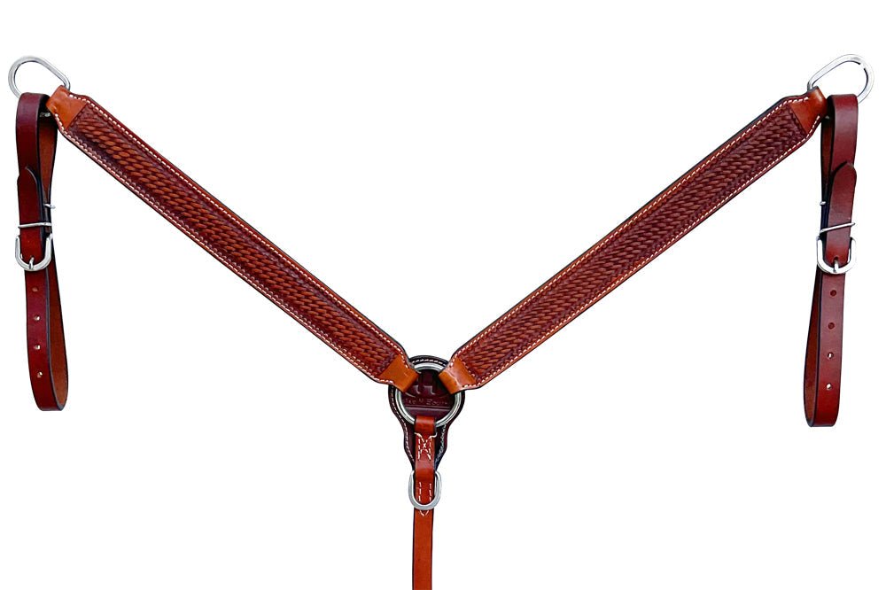 Bar H Equine Genuine Western American Leather Horse Premium Headstall & Breast Collar Set