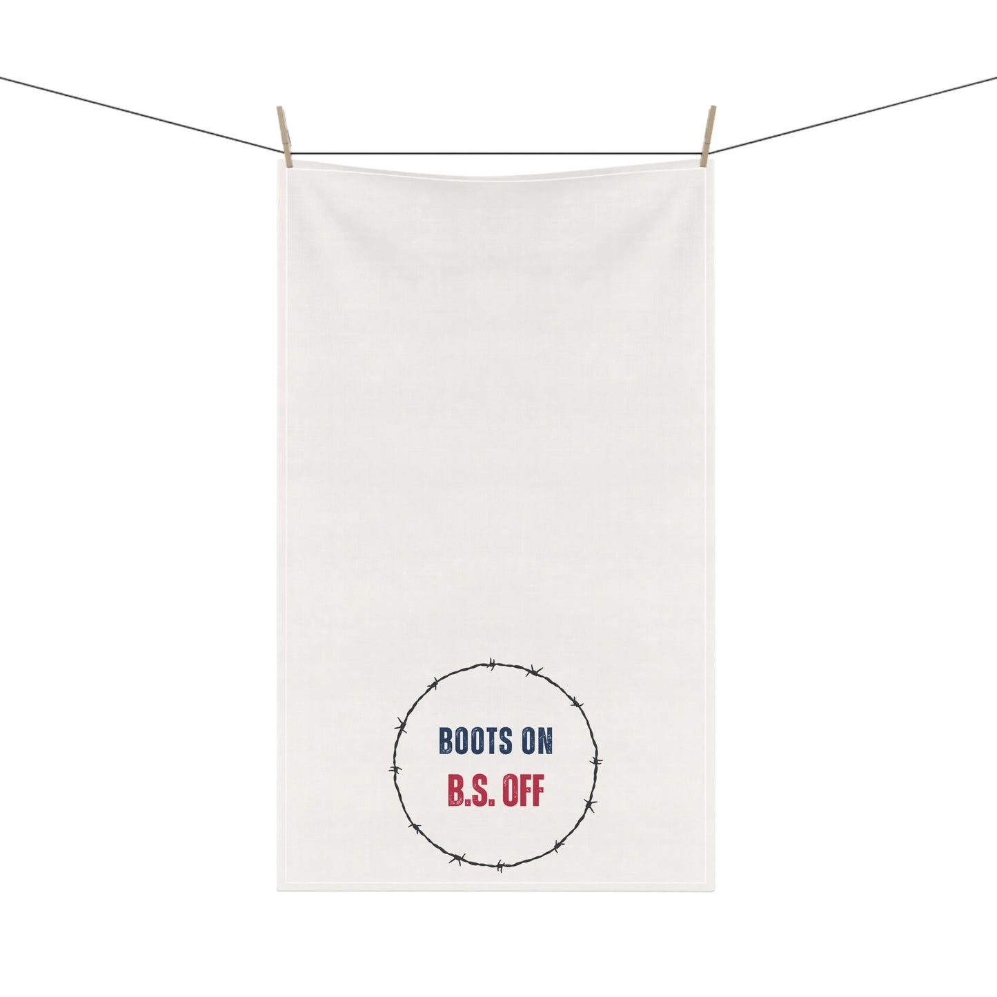 Humorous Barbed Wire Tea Towels, "BOOTS ON B.S. OFF" Funny Kitchen Decor, Gift for Chefs, Cooking Humor, Housewarming Gift, Unique Dish Towels