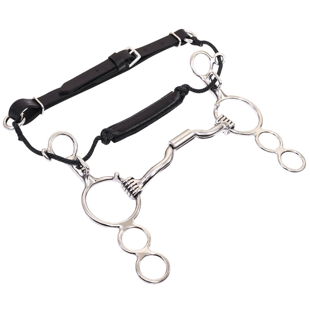 Bar H Equine 3 Ring Med Port Snaffle Bit Combination W/ Roller|Bits for Horses|Horse Bit |horse bits|snaffle bits for horses|horse bits and bridles