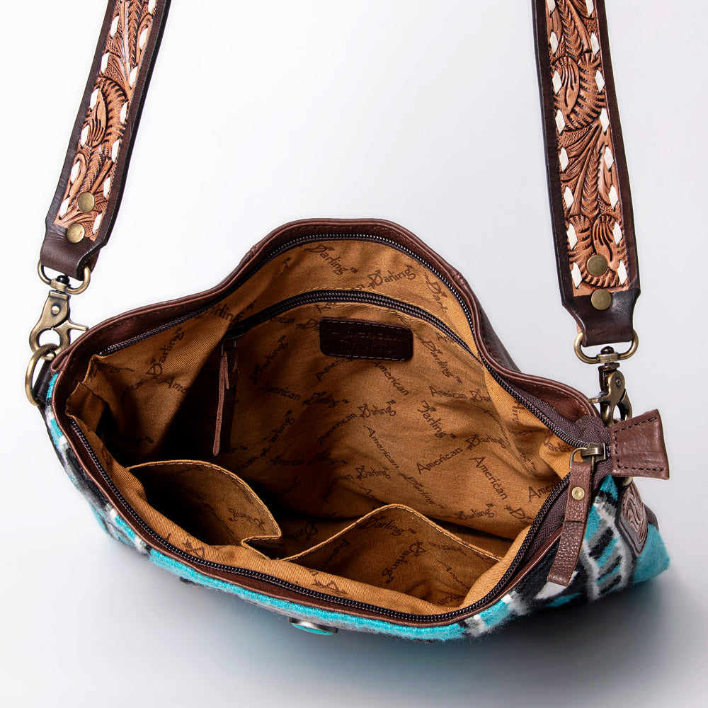 American Darling Messenger Hand Tooled Saddle Blanket Genuine Leather women bag western handbag purse