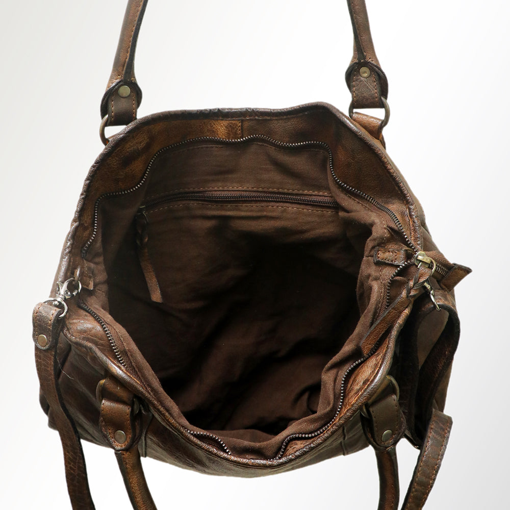 Never Mind Nmbgm127A Tote Vintage Handmade Genuine Cowhide Leather Women Bag Western Handbag Purse