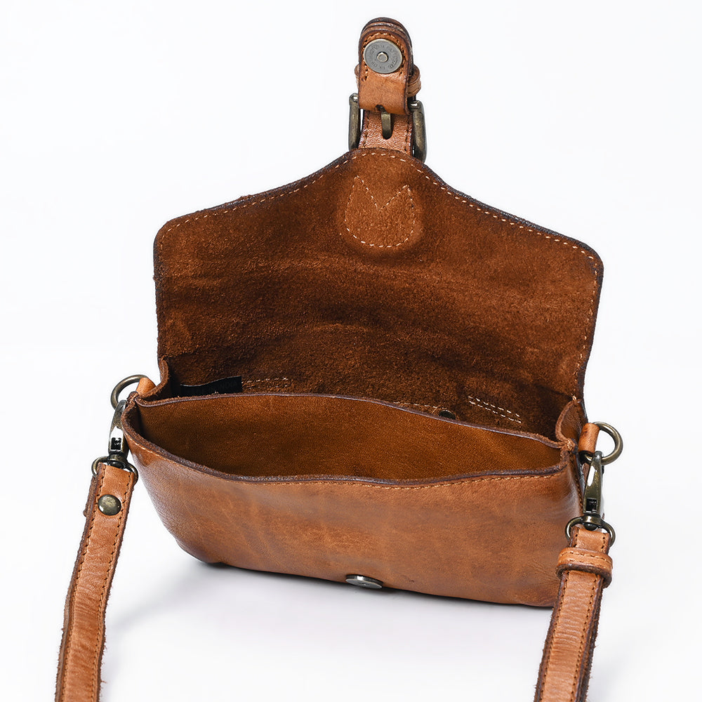Spaghetti Western Swc201Tan Cross Body I Vintage Handmade Drum Dyed Genuine European Cowhide Leather Women Bag Western Handbag Purse