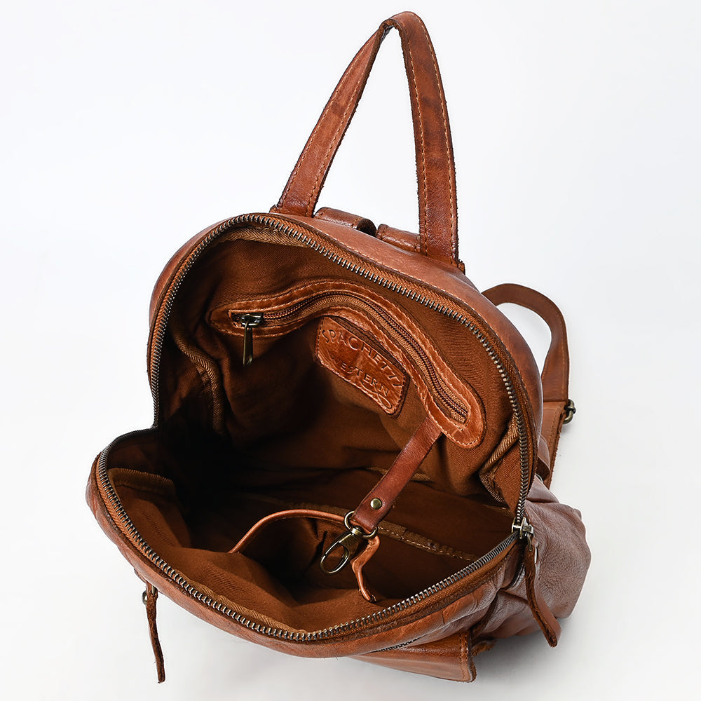 Spaghetti Western Swc211Cg Backpack Vintage Handmade Drum Dyed Genuine European Cowhide Leather Women Bag Western Handbag Purse