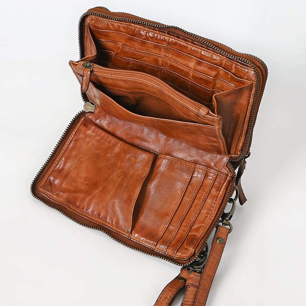 Spaghetti Western Swc213Cg Sling Vintage Handmade Drum Dyed Genuine European Cowhide Leather Women Bag Western Handbag Purse