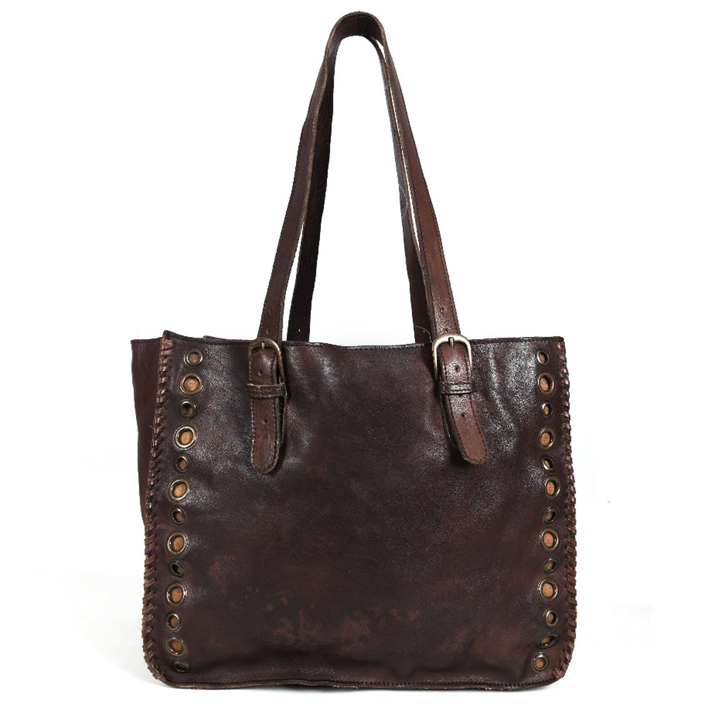 Never Mind Nmbgr109Db Tote Vintage Handmade Genuine Cowhide Leather Women Bag Western Handbag Purse
