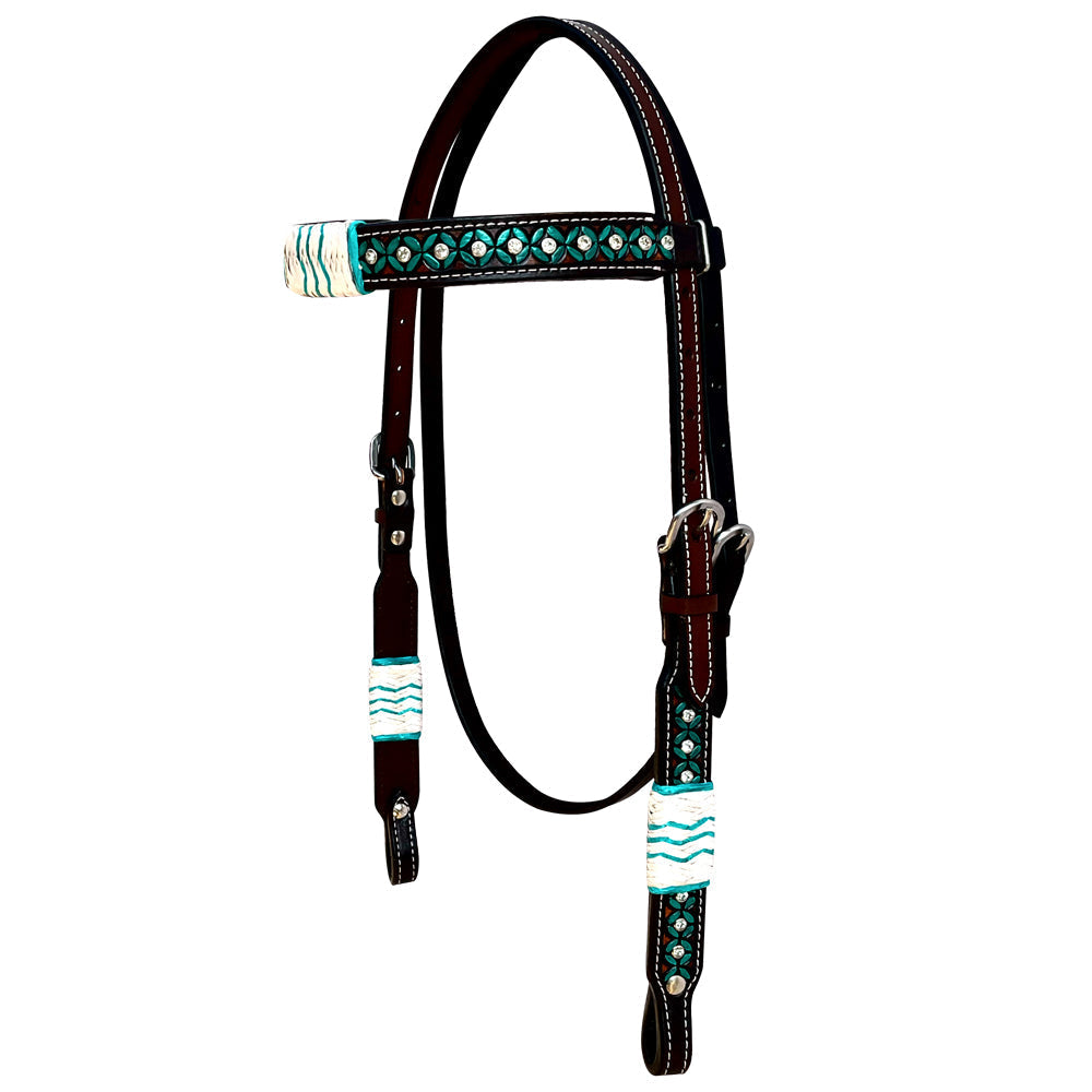 Hilason Western Horse Headstall Rawhide Braided American Leather Black