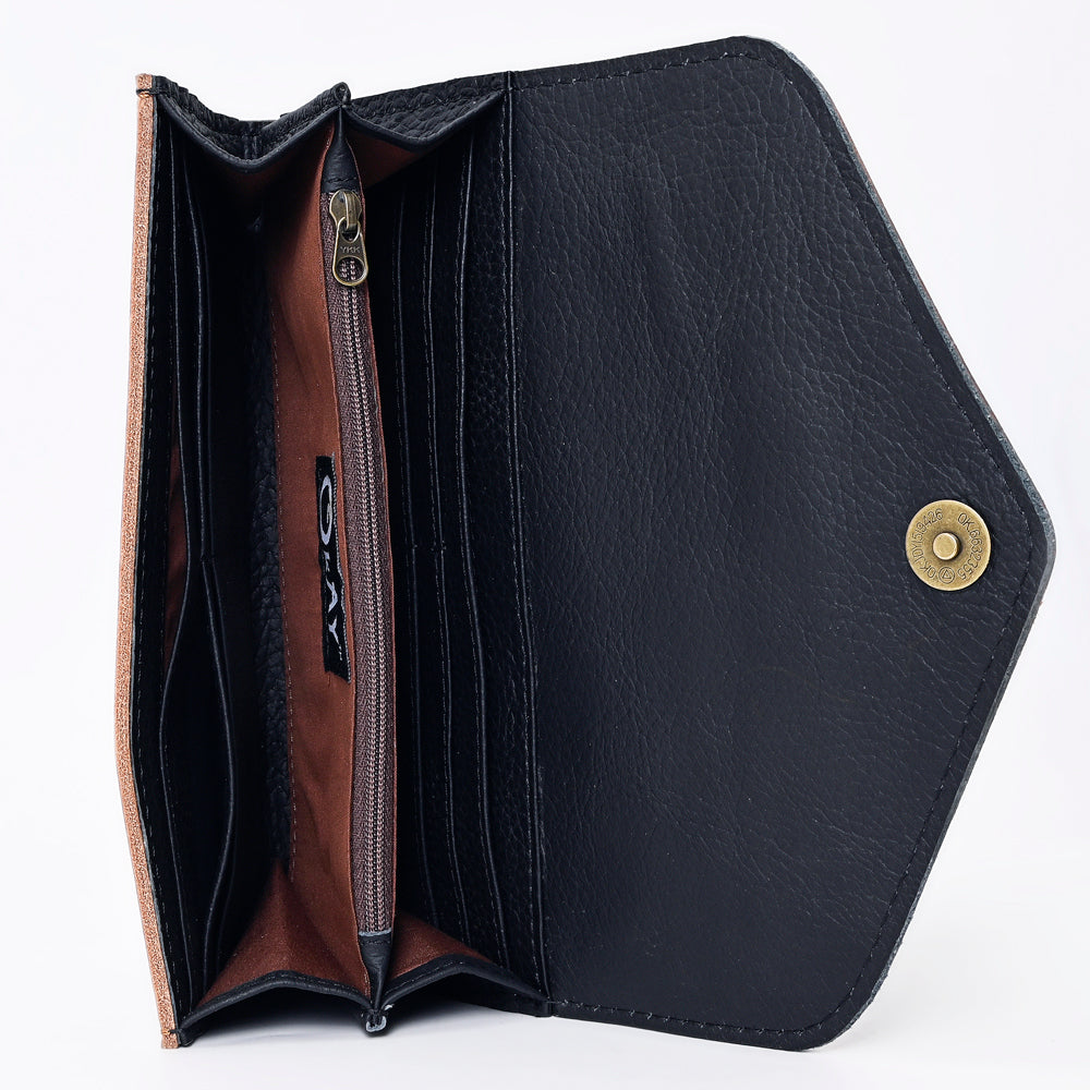 OHLAY WALLET Hand Tooled Genuine Leather women bag western handbag purse