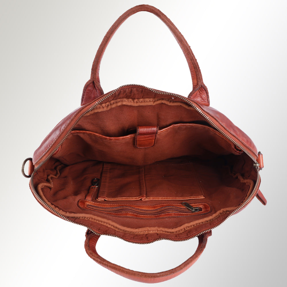 Spaghetti Western Swc409Cg Briefcase Vintage Handmade Drum Dyed Genuine European Cowhide Leather Women Bag Western Handbag Purse