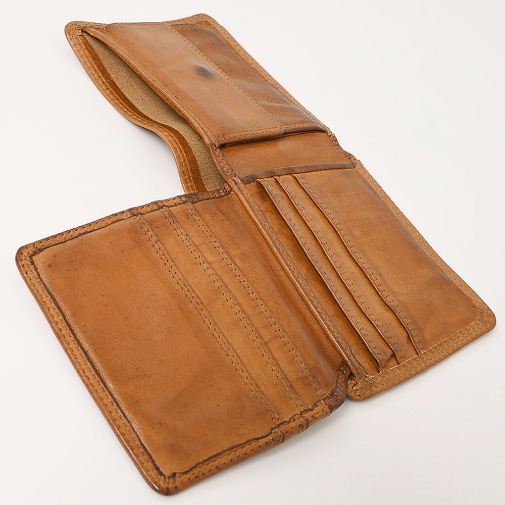 Spaghetti Western Swc450Tan Wallet Vintage Handmade Drum Dyed Genuine European Cowhide Leather Women Bag Western Handbag Purse