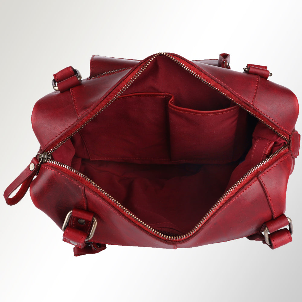 Spaghetti Western Swc430Rd Tote Vintage Handmade Drum Dyed Genuine European Cowhide Leather Women Bag Western Handbag Purse