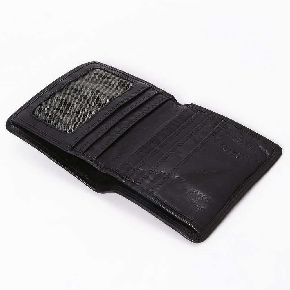 Spaghetti Western Swc444Blk Wallet Vintage Handmade Drum Dyed Genuine European Cowhide Leather Women Bag Western Handbag Purse