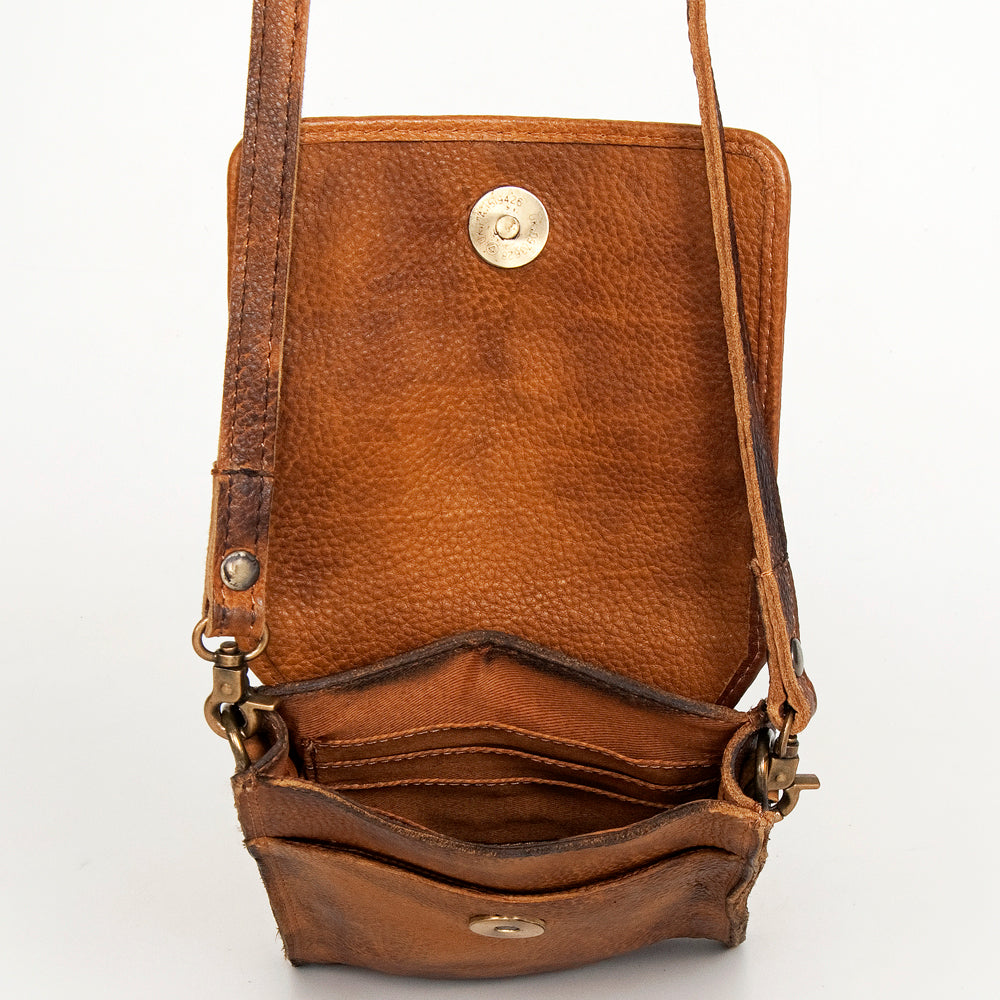 Never Mind Nmbgm134A Cell Phone Holder Vintage Handmade Genuine Cowhide Leather Women Bag Western Handbag Purse