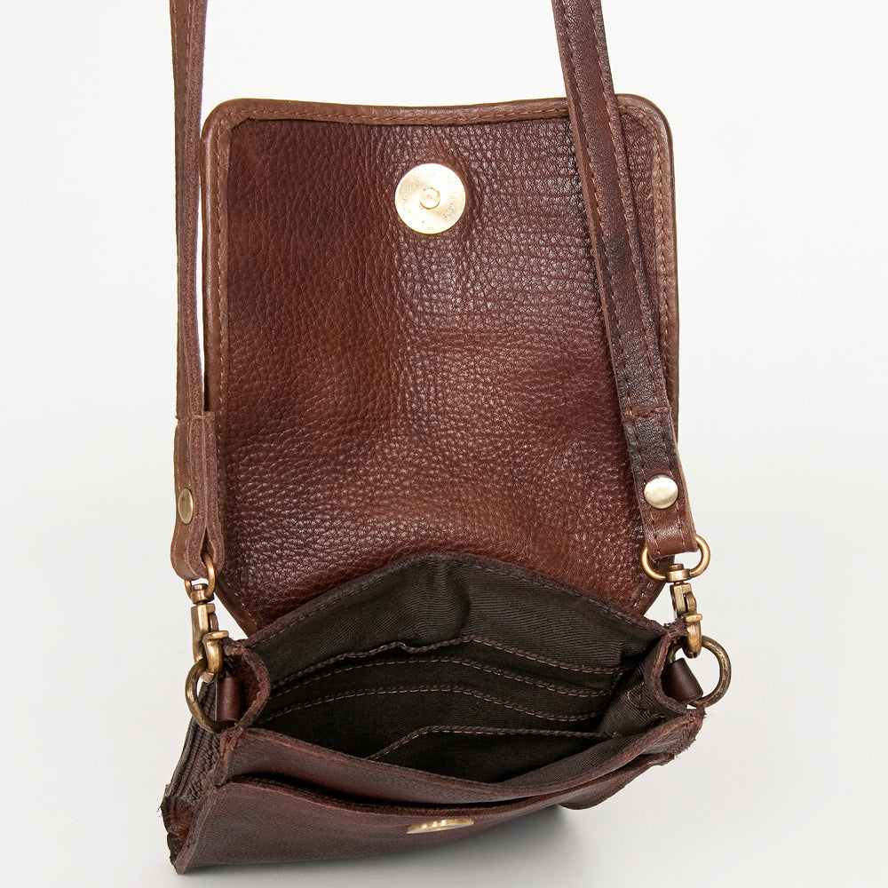 Never Mind Nmbgm134B Cell Phone Holder Vintage Handmade Genuine Cowhide Leather Women Bag Western Handbag Purse
