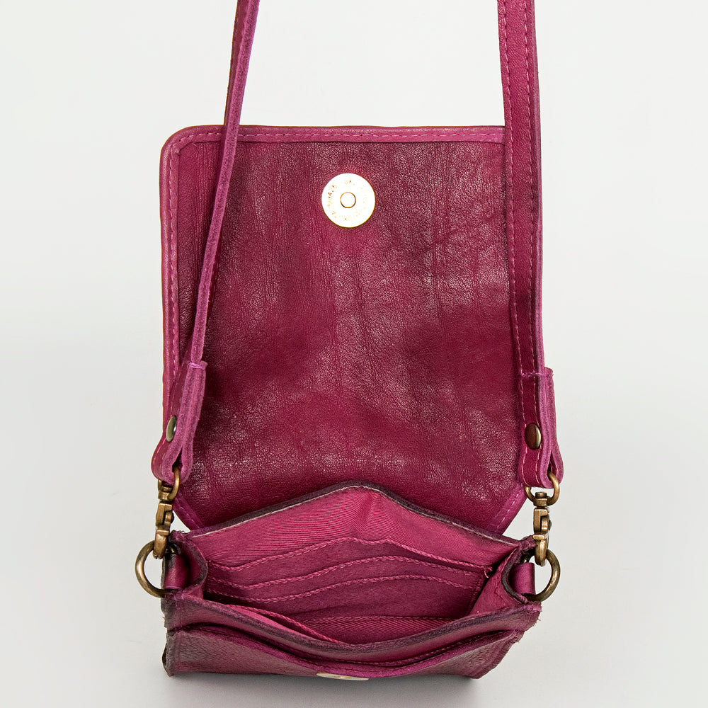 Never Mind Nmbgm134C Cell Phone Holder Vintage Handmade Genuine Cowhide Leather Women Bag Western Handbag Purse