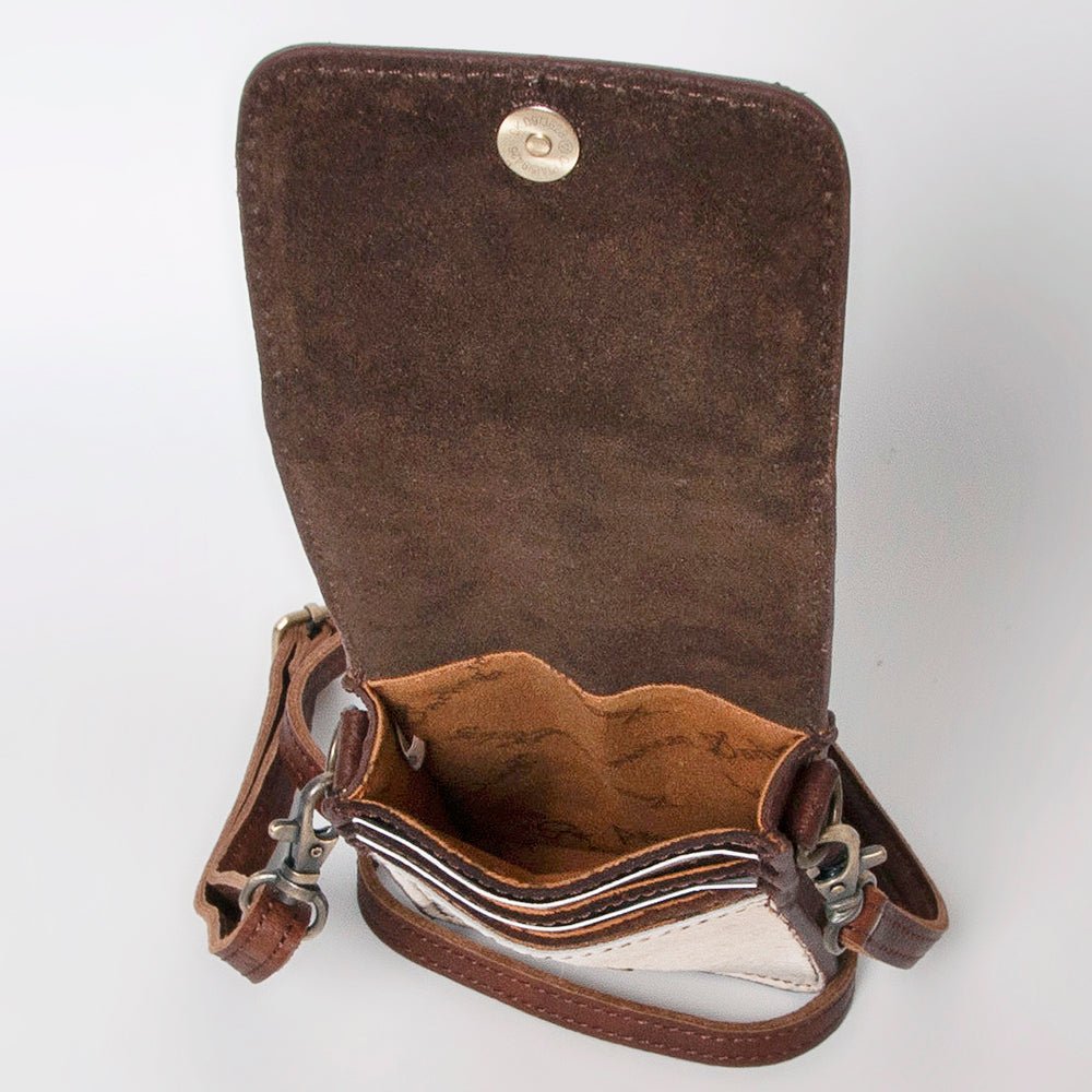 American Darling Cell Phone Holder Hand Tooled Hair-On Genuine Leather Women Bag Western Handbag Purse