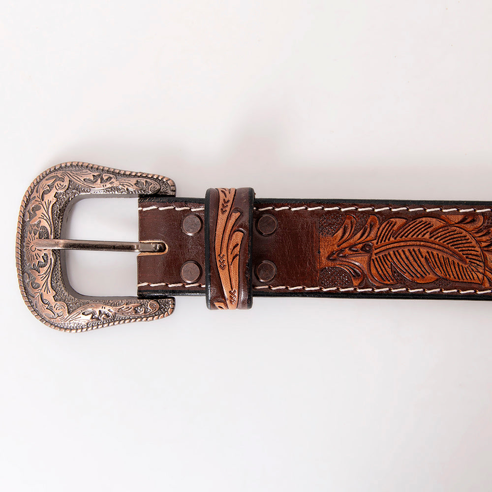 HILASON Western Genuine Leather Belt for Men Women Cowboy Cowgirl Handmade Unisex Full Grain Heavy Duty Tooled Beaded Belt