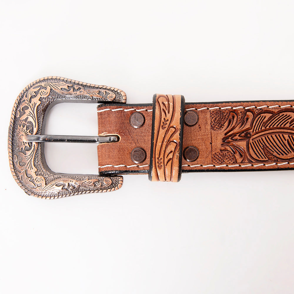 HILASON Western Genuine Leather Belt for Men Women Cowboy Cowgirl Handmade Unisex Full Grain Heavy Duty Tooled Beaded Belt