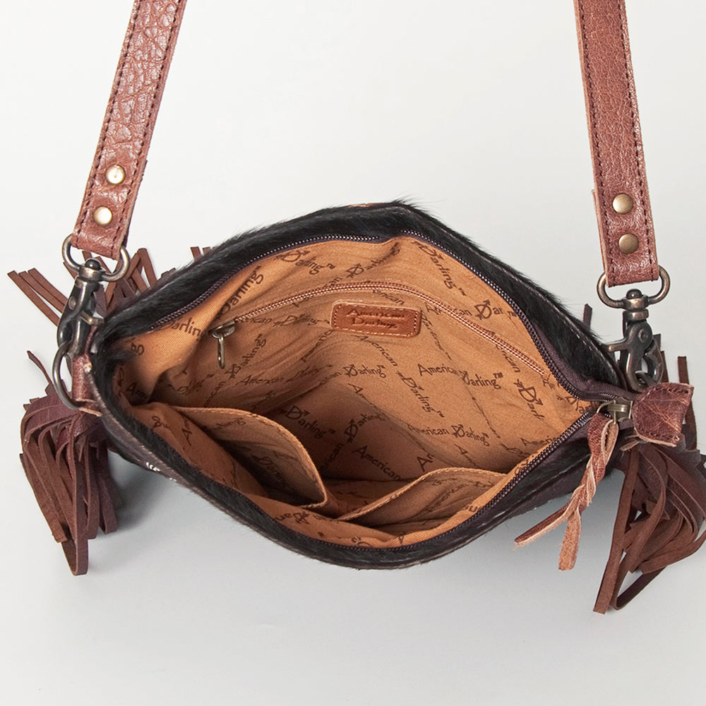 American Darling ADBGS192BO Large Crossbody Hair-On Genuine Leather Women Bag Western Handbag Purse
