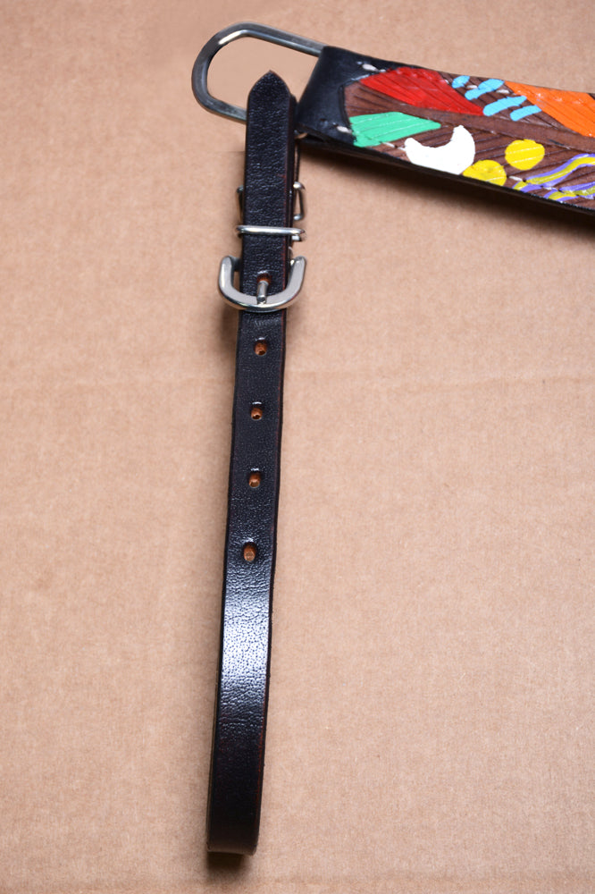 HILASON Western Horse Genuine Leather Printed Breast Collar Black