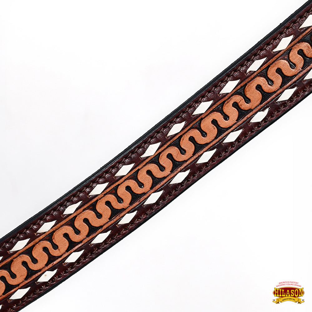 Hilason Western Horse Breast Collar Handtooled American Leather Dark Brown