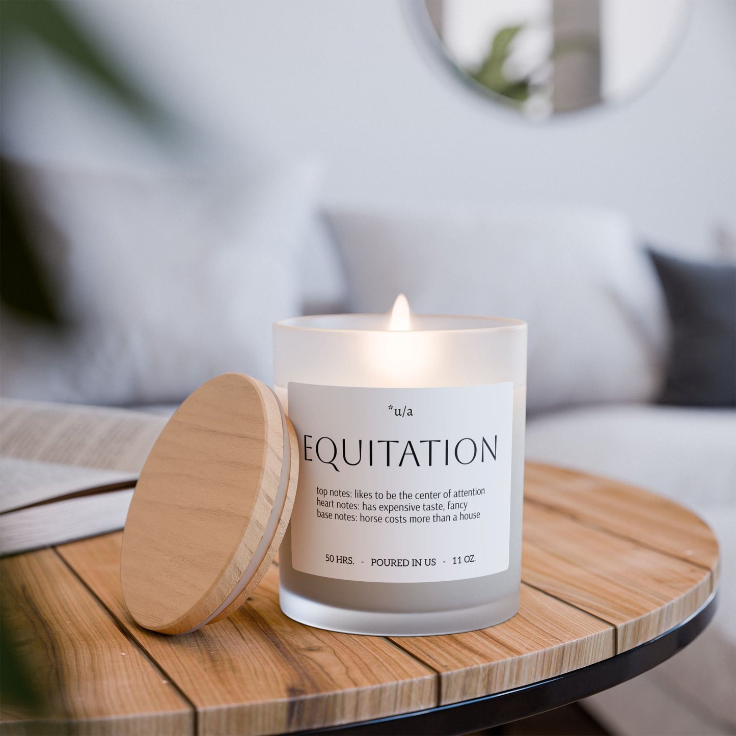 Frosted Glass Candle, 11oz - Equitation