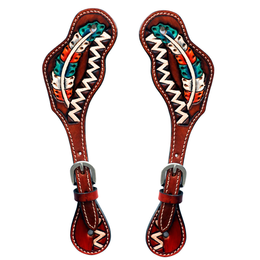 Bar H Equine Leather Spurs Straps for Adults - Western Womens Spur Straps for Horse Riding, Barrel Racing, Show, and Rodeo