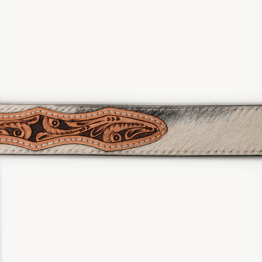 American Darling ADBLF202-L Beautifully Hand Tooled Hair-On Genuine American Leather Belt Men and Women