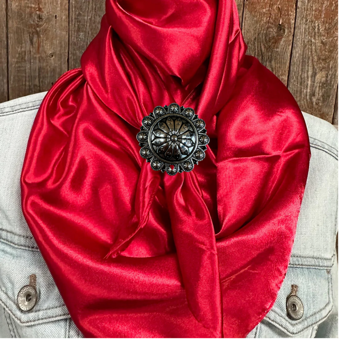 35X35" Solid Electric Red Wild Rag / Scarf WRS10 - Western Concho Wild Rag Slides - Assorted