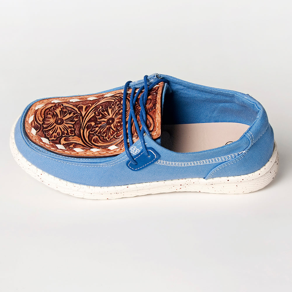 American Darling ADFT133BL4 Hand tooled carved genuine leather trim lightweight shoe footwear slip on