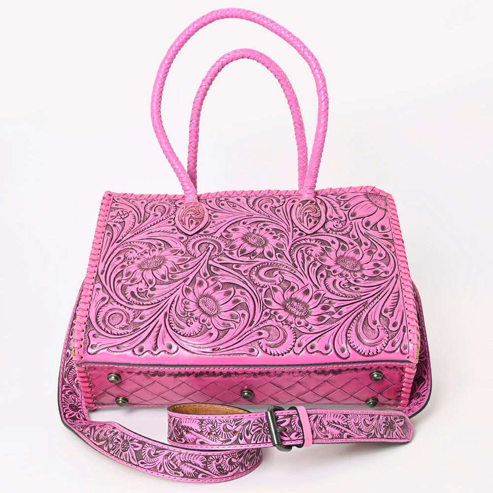 American Darling Tote Hand Tooled Genuine Leather Western Women Bag Handbag Purse | Pink | Western Tote Bag | Travel Tote Bags