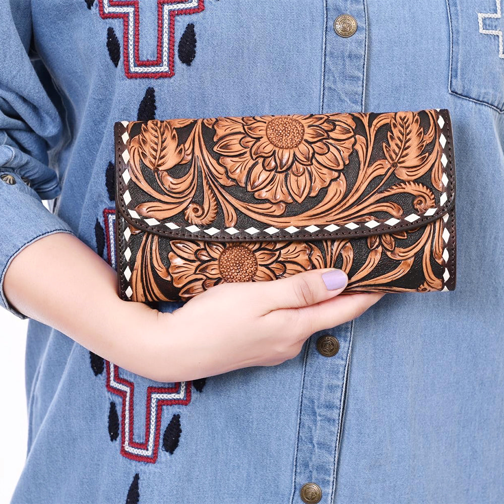 American Darling Wallet Hand Tooled Genuine Leather Women Bag Western Handbag Purse | Womens Handbags |Leather for Summer