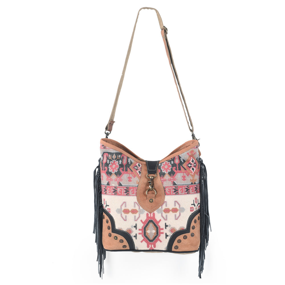 OHLAY MESSENGER Upcycled Canvas Genuine Leather women bag western handbag purse