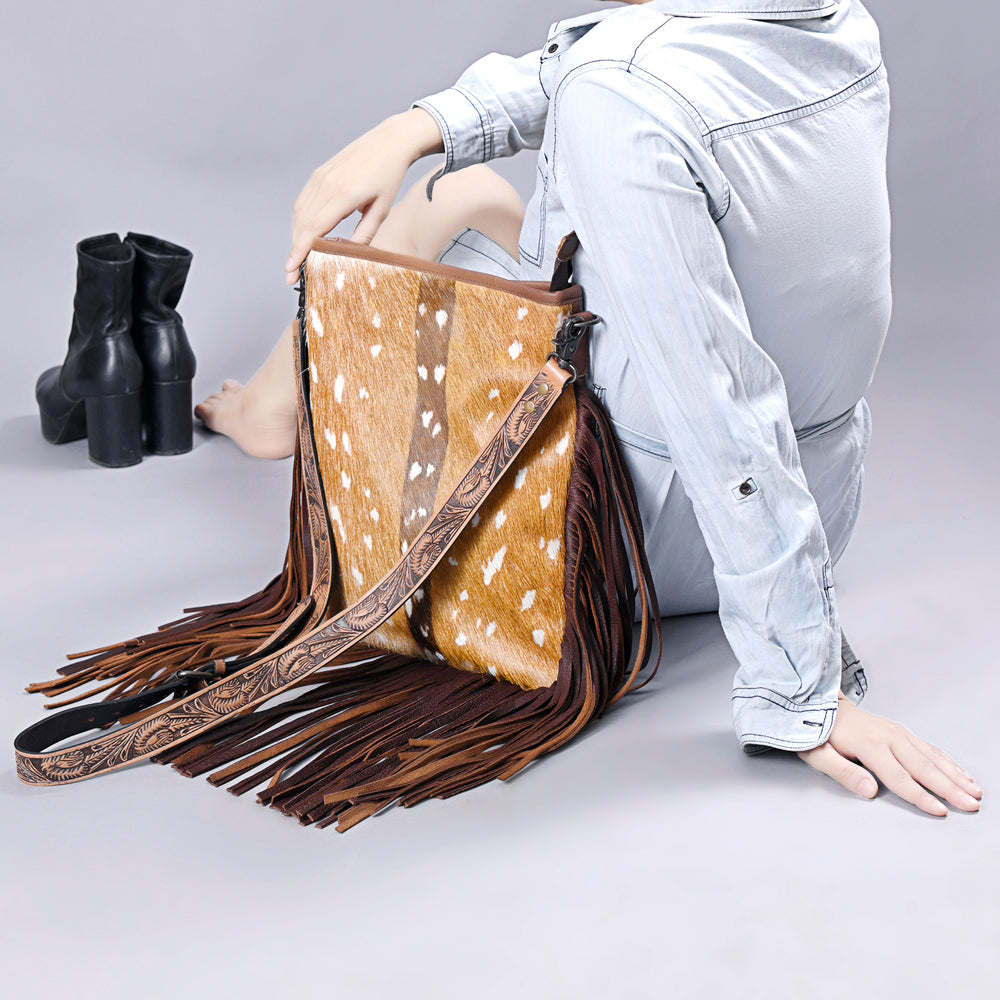 American Darling ADBGS192CB Messenger Hair-On Genuine Leather Women Bag Western Handbag Purse
