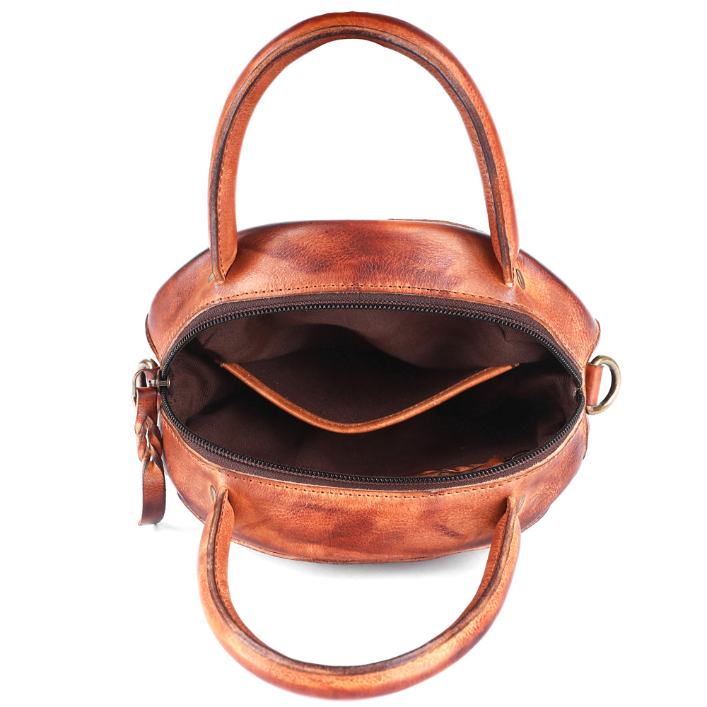 Never Mind Nmbgm136A Canteen Vintage Handmade Genuine Cowhide Leather Women Bag Western Handbag Purse