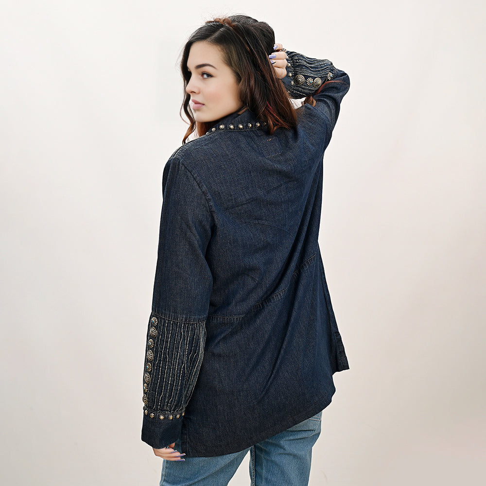 American Darling ADDR001 100% Cotton Denim Women Shirt Jacket Dress Ladies Girl Top