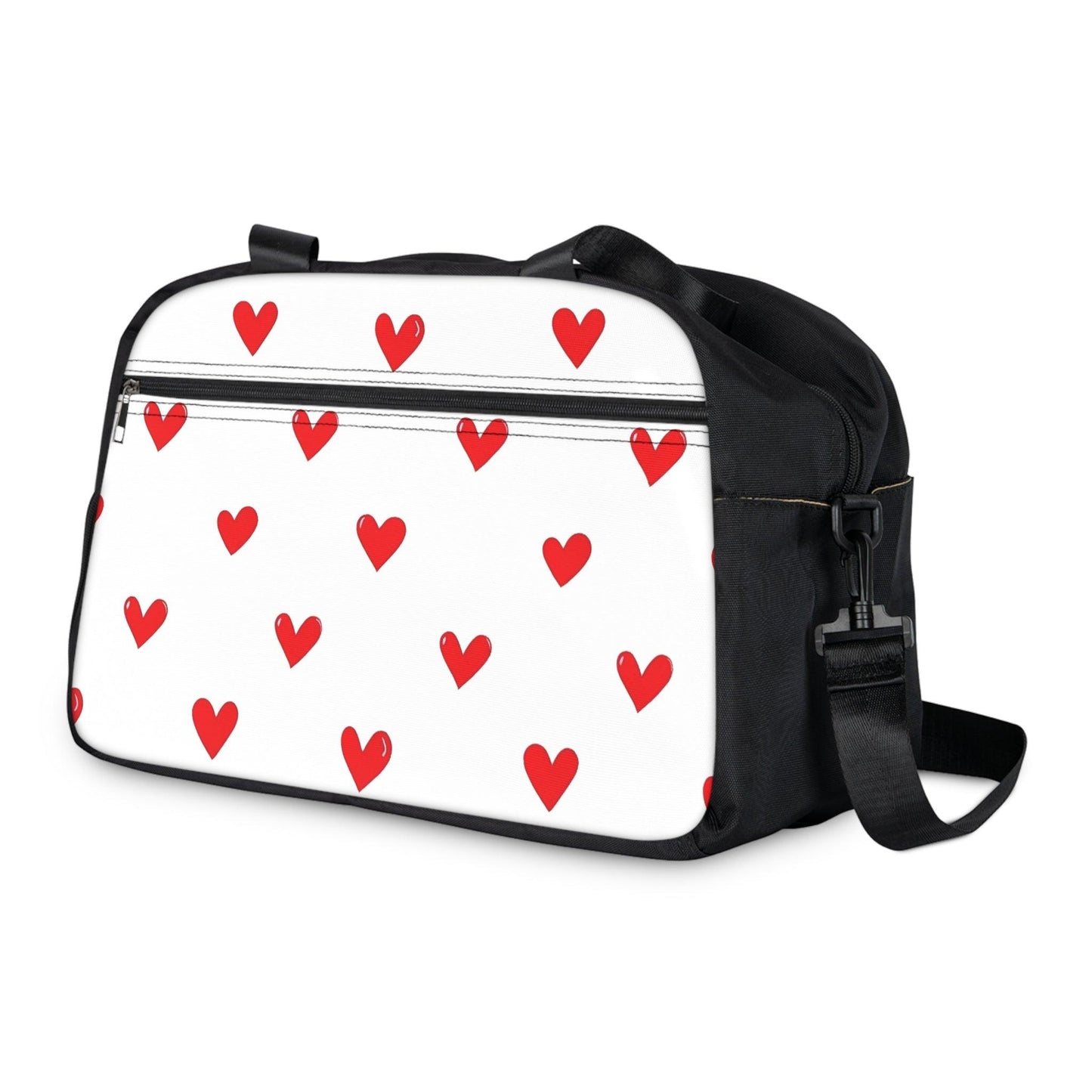 Fall in Love with Fitness Womens White Heart Print Fitness Handbag
