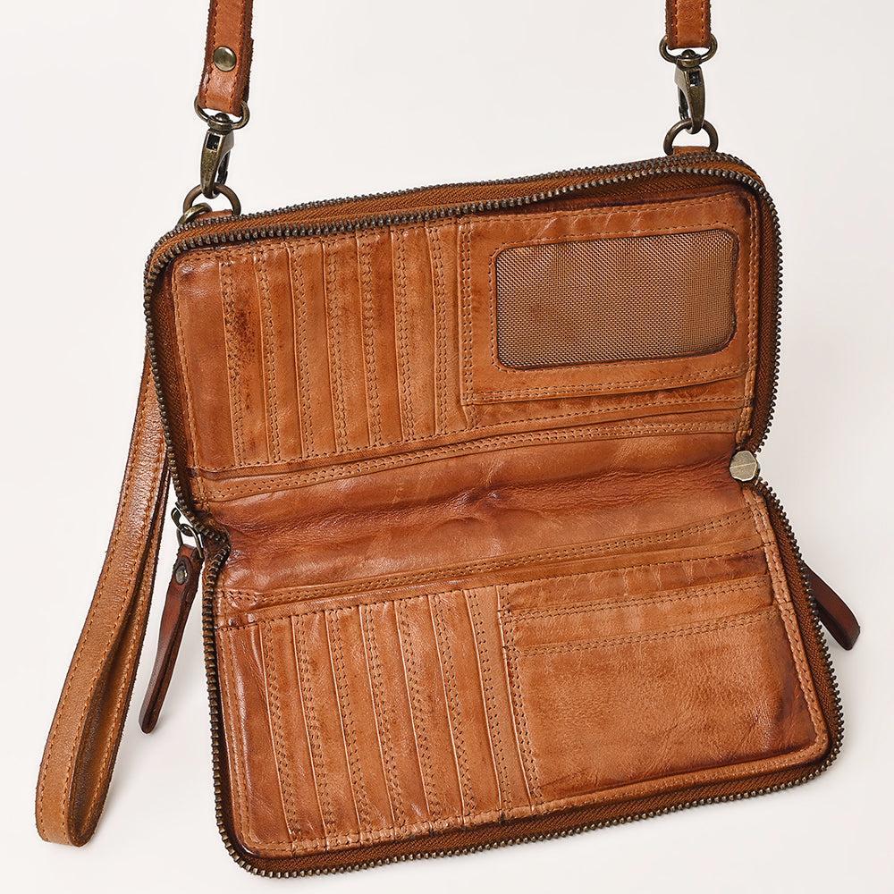 Spaghetti Western Swc433Cg Coin Purse Vintage Handmade Drum Dyed Genuine European Cowhide Leather Women Bag Western Handbag Purse